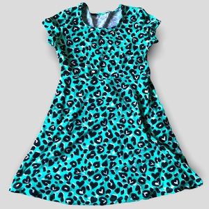 City Streets Green Cheetah Print Girl Dress with Hearts